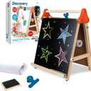 Discovery 3-in-1 Tabletop Dry Erase Chalkboard Painting Art Easel, Includes Paper Roll and Oversized Clip, 17 x 15 Inch Wood Frame, Perfect for Children 3+ | Foldable/Portable for Countertop Play