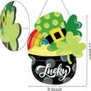 2 x St. Patrick's Day Shamrock Wooden Door Hanging Sign - Lucky Irish Welcome Decor with Rope, Handmade Wood Wreath for Front Door Wall Home Decorations, St. Paddy's Party Housewarming Gift