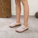 Women Suede Clogs Leather Mules for Women Cork Footbed Sandals Potato Shoes with Arch Support (10, Stone)