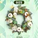 18 Inch Thanksgiving Wreaths for Front Door and Leaves Spring Door Wreath with Hydrangea and Maple, Christmas Artificial Floral Wreath for Porch, Window Farmhouse Party Holiday Home Decor (Green)