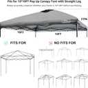 KAMPKEEPER Replacement Top Pop Up Canopy Tent Cover Roof with Air Vent and Adjustable Elastic Strap, Polyester UV Waterproof for Outdoor Garden Patio Sun Shade(Top Only) (Dark Grey, 10x10FT)