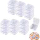50 Pack Ear Plugs Carrying Case Jewelry Beads Stud Earrings Storage Box Mini Clear Organizer Container Holder for Swimming Silicone Earplug Sleeping Foam Earplugs Rings Necklace Pill