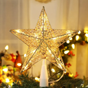 BrizLabs Christmas Tree Topper Lights, 9“ Plug in Christmas Star Treetop Light, UL Certified 10 Warm White Xmas Star Topper Lights for Indoor Home Party Christmas Tree Decor