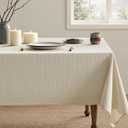 MIULEE Natural Beige Linen Cotton Table Cloth Rectangle Tablecloth Spring Waterproof Spillproof Cross-Star Textured Table Cltoth Decorative Farmhouse Style for Dining Party Weddings 60x84 Inch