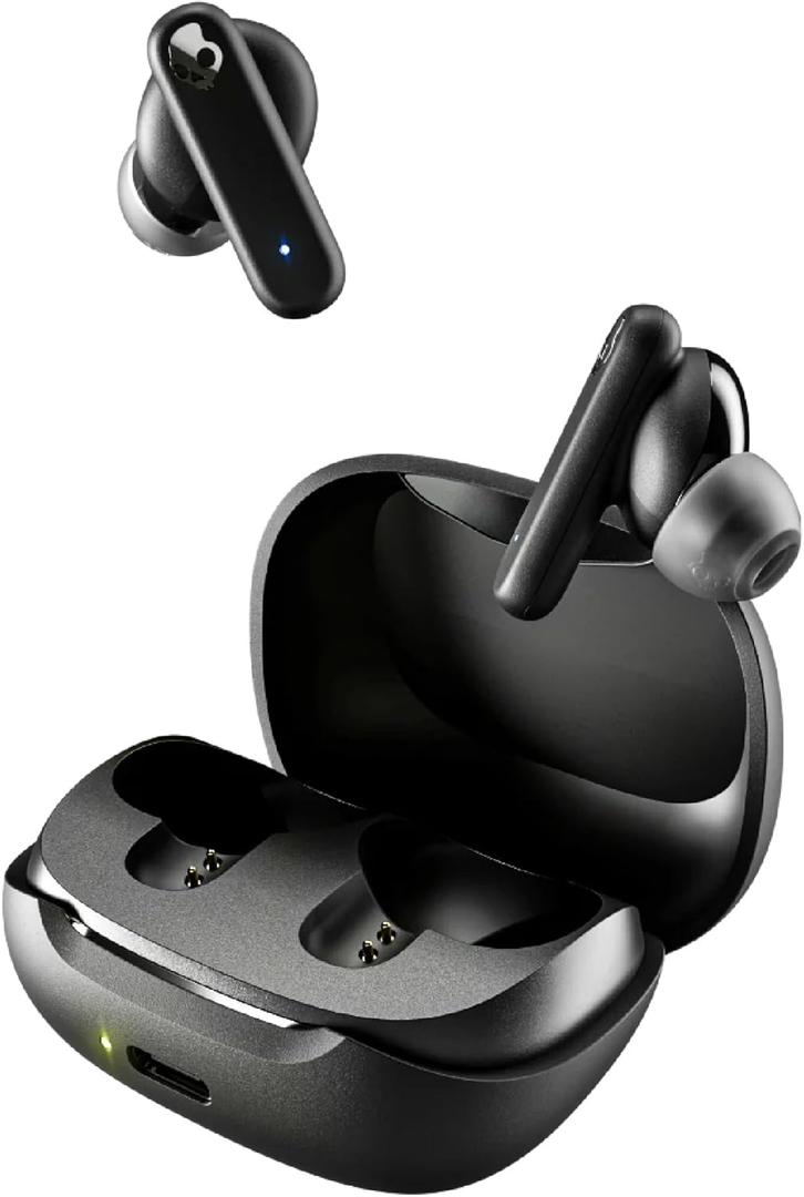 Skullcandy Smokin Buds Wireless Earbuds, Bluetooth Headphones, Noise Isolating Fit, Up to 20 Hours Battery, IPX4 Sweat and Water Resistant, Microphone for iPhone Android - True Black