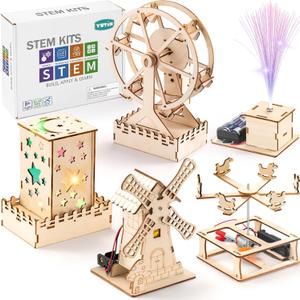 Yutin 5 Individual STEM Science Kits for Kids, Wood Arts and Craft Kits, STEM Toys for Boys Girls Age 8-12 8 10 12 13 14 Birthday Gift Idea, 3D Puzzles Building Engineering Model Set