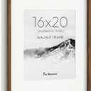 Fun Memories 16x20 Picture Frame, Solid Walnut Wood 16 x 20 Frame with Real Glass, Hard Wood 16 by 20 Photo Frame for Wall & Tabletop Display, 16x20 Picture Frame Matted to 11x14, Natural Walnut Color