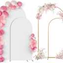 SuuWoee Arch Backdrop Stand Set of 2 With Cover (6FT+5FT),Gold Metal Wedding Arch Balloon Stand With Cover for Birthday Party Baby Shower Graduation Ceremony Decoration