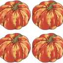 Simplebrand Red Pumpkin Placemats Set of 4, Fall Pumpkin Printed Dining Table Mats for Kitchen, Stain-Resistant, Protecting The Dining Table Washable Place Mats for Halloween, Thanksgiving, 13"x15"
