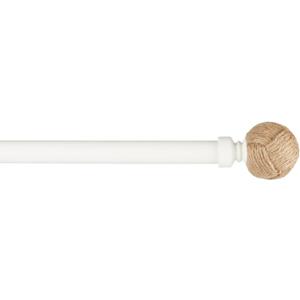 Exclusive Home Curtains Rope Knot 1" Curtain Rod and Coordinating Finial Set, Matte White, Adjustable 36"-72"