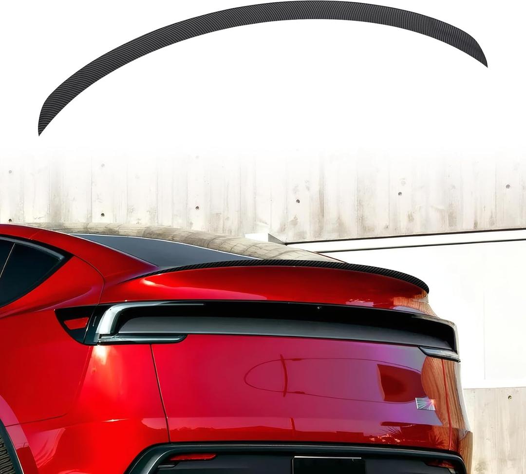 Powerty Rear Spoiler Wing for 2025 2026 Tesla Model Y Juniper, Carbon Fiber Sporty Type Rear Spoiler Lip Kit Car Tail Wing for 2025-2026 Model Y Refresh Accessories