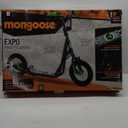 Mongoose Expo Kick Scooter, BMX-Style Handlebar & Brake Cable Rotor, Wide Foot Deck for Kids Youth Boys Girls Ages 6 and Up, Rear Axle Pegs, 12-Inch Air Tires, and Max. Weight of 175 lbs. (Green/Grey)