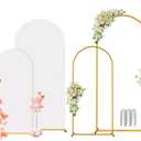Metal Arch Backdrop Stand and Cover Set, 7.2FT+6FT Wedding Arch Stand, 2 Pack Metal Balloon Arch Stand for Wedding, Baby Shower, Birthday Party, Graduation Decoration