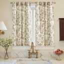 jinchan Small Window Curtains 45 Inch Linen Floral Curtain Set for Kitchen Bathroom Cafe Curtains Light Filtering Window Treatment Farmhouse Cottagecore Back Tab Drapes 2 Panels Taupe on Beige