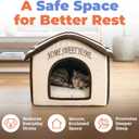 Best Pet Supplies Cat Bed for Indoor Cat, Domed Tent House with Removable Pillow, Covered Cat Cave for Small Dog, Puppies and All Breeds of Cats - Beige w/ Brown Stripes, 16 x 16 x H:14"