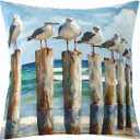 jejeloiu Coastal Sea Bird Decorative Throw Pillowcase for Sofa 20"x20" 1 Pcs Seagull Throw Pillow Cover Ocean Sea Marine Pillow Case Cushion Cover Cushion Case