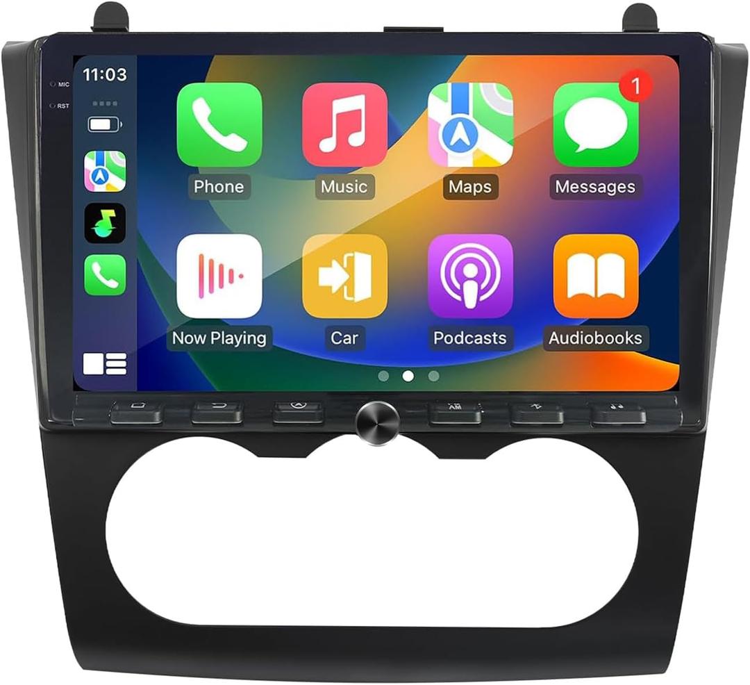4Core+64G Car Stereo for Nissan Altima 2008 2009 2010 2011 2012 Radio Upgrade 9 inch IPS Touch Screen with Wireless Carplay Android Auto AHD Backup Camera GPS Navigation SWC (Manual A/C)