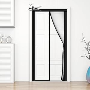 Adjustable Transparent Insulated Door Curtain DIY Size Width 29"-34" Height 79"-82",Screen Door with Reinforced Magnets Auto Closer, to Keep Warm in Winter Cool in Summer for Air Conditioner Room