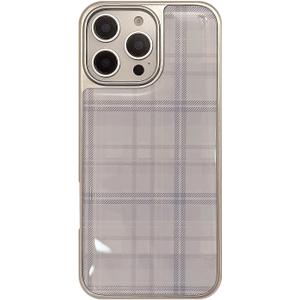 Compatible with iPhone 16 Pro Max Case, Aesthetic Cute Checkered Soft TPU Hard Back Shockproof Protective Cover for Women Girls-Blue