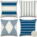 OTOSTAR Waterproof Outdoor Pillow Covers 18x18 Inch Modern Geometry Decorative Throw Pillow Cases Square Cushion Case Pack of 4 Garden Throw Pillow Covers for Patio Furniture Couch Tent (Navy Blue)