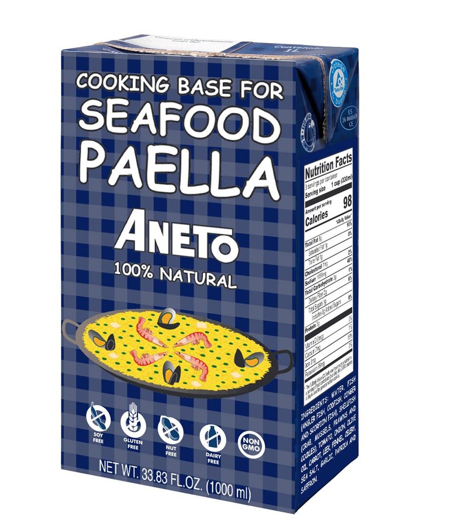Aneto Seafood Paella Cooking Base Broth, 33.83 Fluid Ounce (EXP 04/30/27)