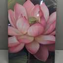 OAAPITI Zen Canvas Wall Art Pink Lotus Picture Print Water Lily Bloom Art Painting Poster Meditation Spiritual Room Decor Artwork Frame(Artwork-1,16"x24")