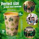 2 x Jingmore 50 Pcs Kraft Paper St. Patrick's Day Shamrock Coffee Cups, 12oz Disposable Irish Green Clover Disposable Beverage Cups for St. Patricks Day, Irish Party, Holiday, Office