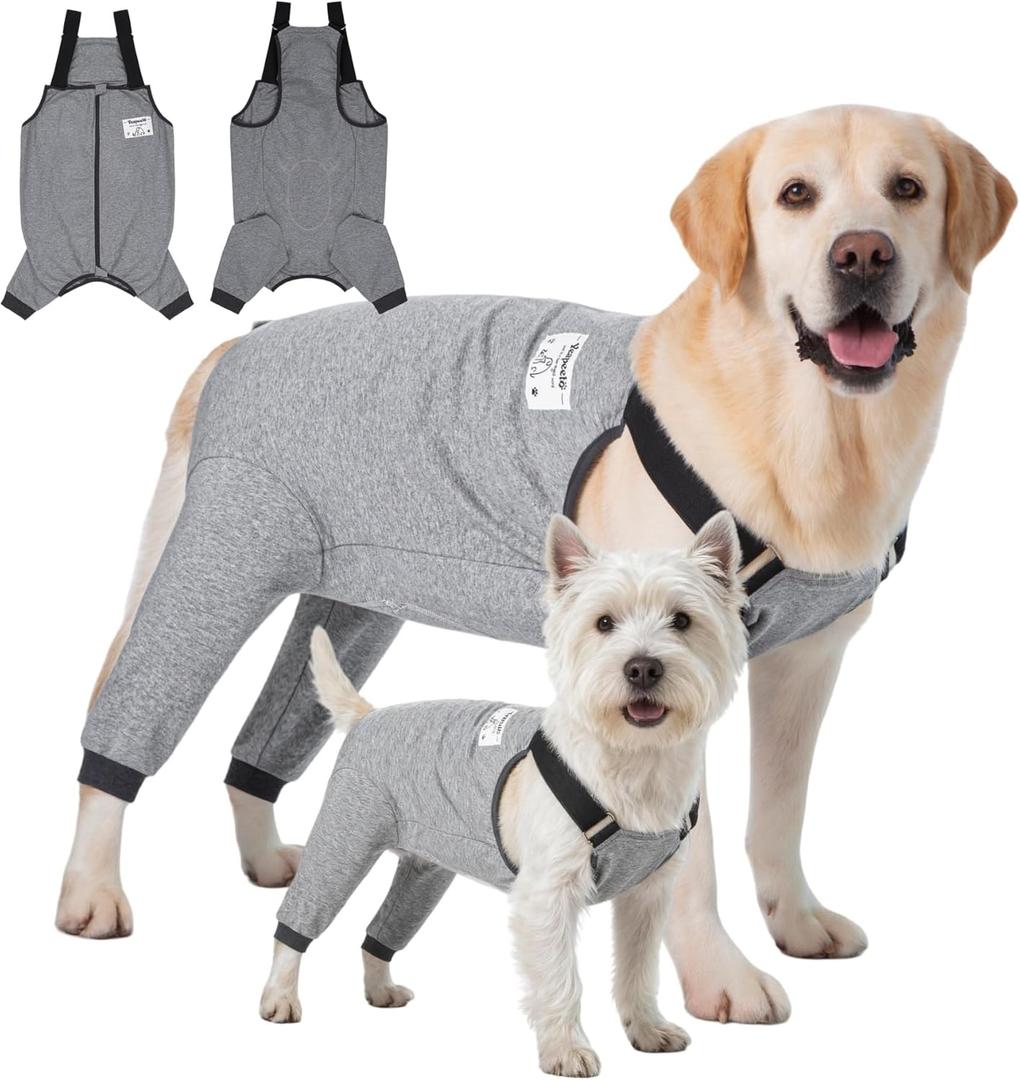 Dog Recovery Suit for Hid Leg, Soft Stretchy Pants for Hip Thigh Wound Protective Sleeves to Prevent Licking (Grey, 2XL(Reference Weight 23-33 lbs))
