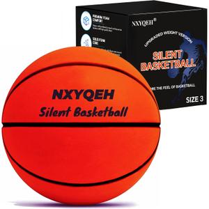 Silent Basketball Size 7 and Size 3 - Non-derforming Package, New Upgraded Weight 600g Grooved Airless Indoor Basketball, Silent Training Ball High Bounce for Quiet Dribbling and Indoor Training