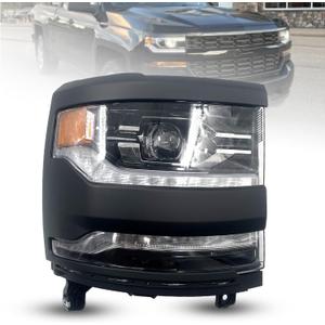 FULL LED DRL Projector Headlight Compatible with 2016-2018 Chevy Silverado1500/2019 Silverado 1500 LD Front Light Headlamp Assembly Black Right Passenger Side #84292721,GM2503452