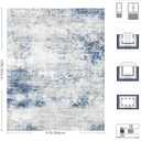 8x10 Area Rugs, Abstract Modern Ultra Soft Washable Rug, Non Slip Carpet with Rubber Back Stain Resistance Rugs for Living Room, Bedroom, Dining Room Decor(Blue & White)