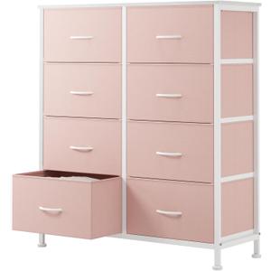 Sweetcrispy 8 Drawer Fabric Dresser for Bedroom, Tall Dresser, Pink, 11.8"D x 30.9"W x 36.4"H (8 Drawers)