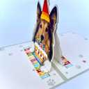 4 x Shetland Sheepdog Birthday Card 3D Pop Up  Sheltie Dog with Party Hat & Birthday Cake, Funny Birthday Card for Sheltie Lovers, Shetland Sheepdog Mom Dad Gift, 6x6 Inch, Includes Envelope