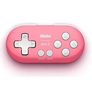 Nargos 8Bitdo Zero 2 Bluetooth Key Chain Sized Mini Controller for Nintendo Switch, Windows, Android and macOS (Pink Edition)