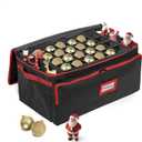 Premium Christmas Ornament Storage Box  Holds up to 72-3 Ornaments + 6 Side Slots for Figurines & Nutcrackers  Holiday Decoration Organizer  Durable 600D Black Canvas