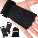 KAYANA 3 Hole Leather Gymnastics Hand Grips - Palm Protection and Wrist Support for Cross Training, Kettlebells, Pull ups, Weightlifting, Chin ups, Workout, & Exercise (Small, Black)