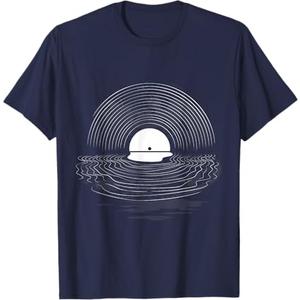 Vinyl Record Sun Set Shimmer by The Sea T-Shirt (Navy Blue, Small)