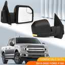 MITZONE F150 Passenger Side Mirror compatible with 2015-2020 Ford F-150 with Blind Spot Glass Power Turn Signal Light Power Heated 6-Pin, Textured Black, Right Side