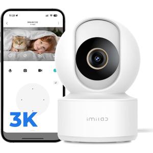 IMILAB C22 3K Security Indoor Camera - 360 View Home Camera with Color Night Vision for Baby/Pet Monitor, Plug-in 2.4Ghz WiFi 6 Inside Cam, 2-Way Audio, AI Detection, Local/Cloud Storage(White)