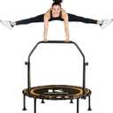40/48" Foldable Rebounder Trampoline for Adults with Bungee, 450/550 LBS Quiet Indoor Mini Trampoline for Adults Fitness, Gym Workout, Home Exercise