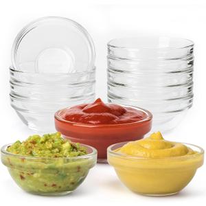 12 Pack Small Glass Bowls,Mini Glass Prep Bowls,1.5oz Small Ramekins,Stackable Condiment Containers,Clear Glass Ingredient Bowls,for Prep Dips,Ice Cream,Snacks,Candy Meal Prep Bowls,Dessert Bowls