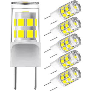 G8 Led Bulb,T4 3W Replacement for 20-25W Halogen Bulb,Daylight White 6000K,GY8.6 JCD Type Bi-Pin Base,120V,Puck Light Bulb,for GE Microwave Light,Under Cabinet, Under Counter Kitchen Lighting(5Pack)