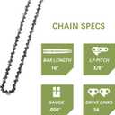 5 Pack 16 Inch Chainsaw Chain 3/8" LP Pitch .050" Gauge 56 Drive Links Fits Echo, Homelite, Craftsman, Poulan, McCulloch, Ryobi, Husqvarna, Greenworks and more