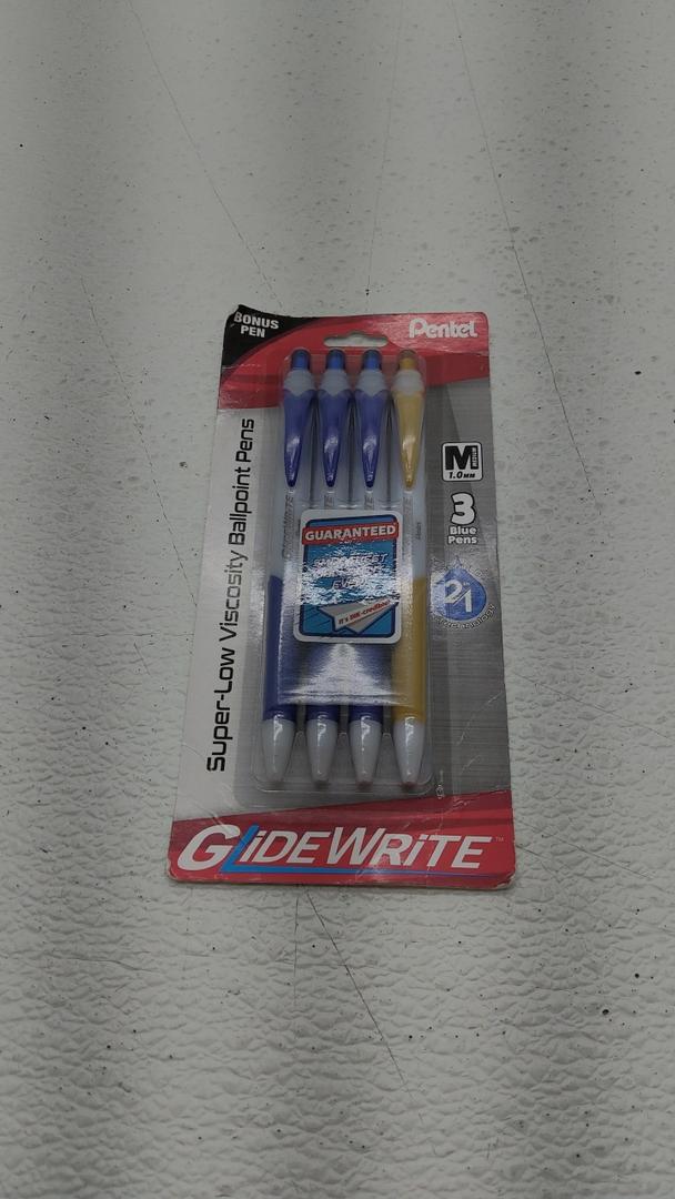 GlideWrite Ballpoint Pen with TechniFlo Ink, (1.0mm) Medium Line, Blue Ink Yellow