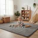 59x79 Baby Play Mat 1.3" Thick Foam Play Mat Nursery Rug Light Grey