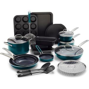 Blue Diamond 20 Piece Cookware Set, Green