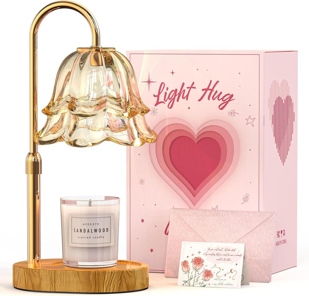 BYART Candle Warmer Lamp with Timer Dimmable, Adjustable Height Wax Melts Warmer for Jar Candles, Birthday Mothers Day Gifts for Women Mom, House Warming Gifts New Home Decor