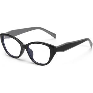 SODQW Trendy Blue Light Blocking Glasses for Women Square Frame Reduce Eyestrain Computer Glasses (A02- Black Frame Grey Feet)