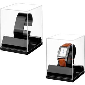 PH PandaHall 2pcs Watch Display Stand Boxes, Acrylic Single Watch Holder Case Bracelet Display Rack Jewelry Holder Stand Watches Organizer Storage Stands for Men Women Watch Display, Black