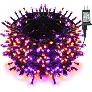 Brizled Halloween Lights, 262.46FT 800 LED Halloween Lights, Mini Purple Light 8 Modes Waterproof, Plug in Orange LED String Light for Outdoor Indoor Thanksgiving Party Decor (Orange & Purple)